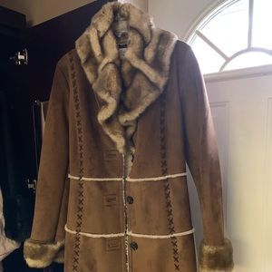 Gorgeous cognac brown suede coat